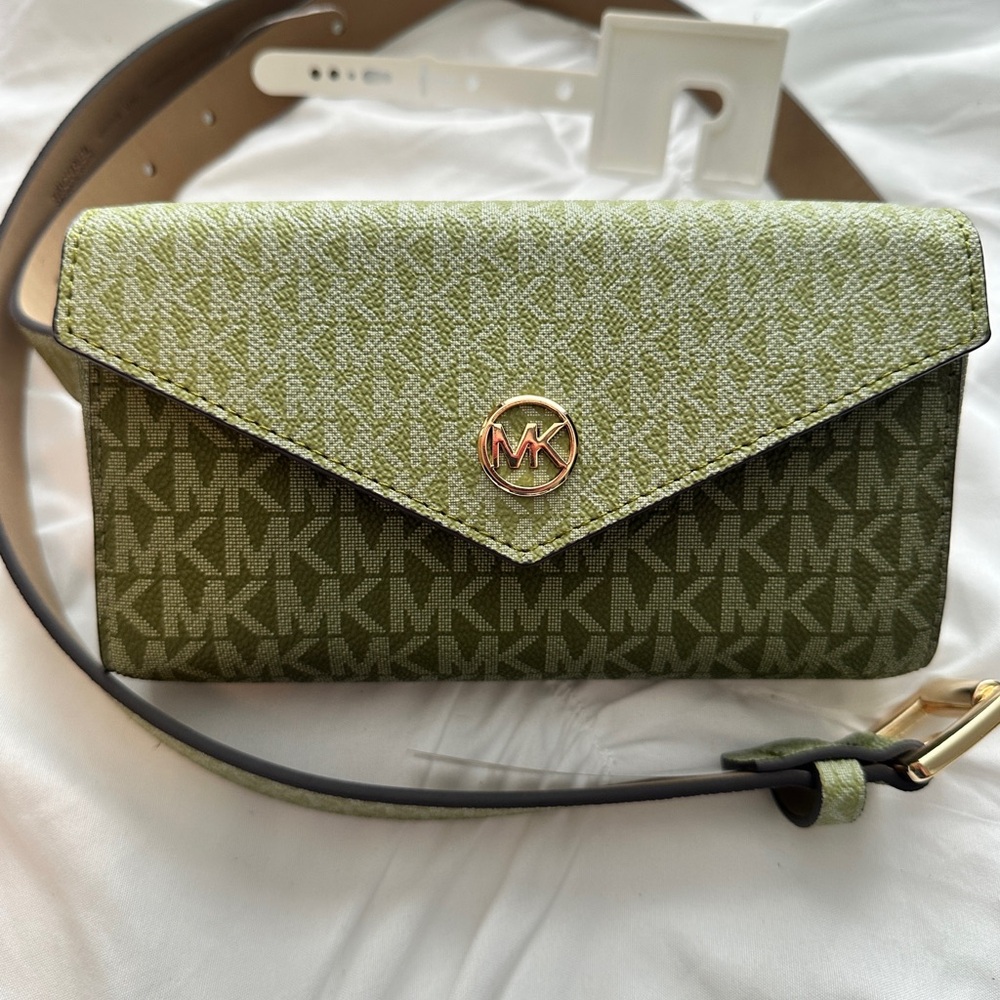 NWT- Michael Kors Green Belt Bag with Gold Hardware